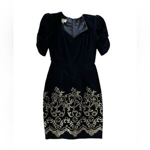 Vintage Jessica McClintock for Gunne Sax Black Velvet Dress Size 9/10